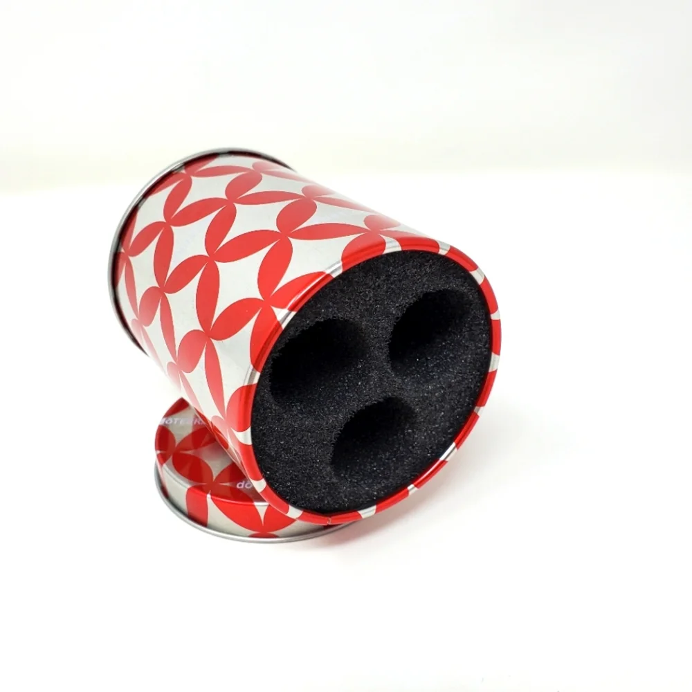 doTerra Storage Tin Holds 3 EO Bottles Red Silver